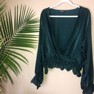 Emerald Green Wrap Style Crop Top ❇️